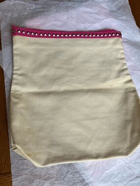 Rebecca Minkoff Cream Clutch with Pink Trim and Studs